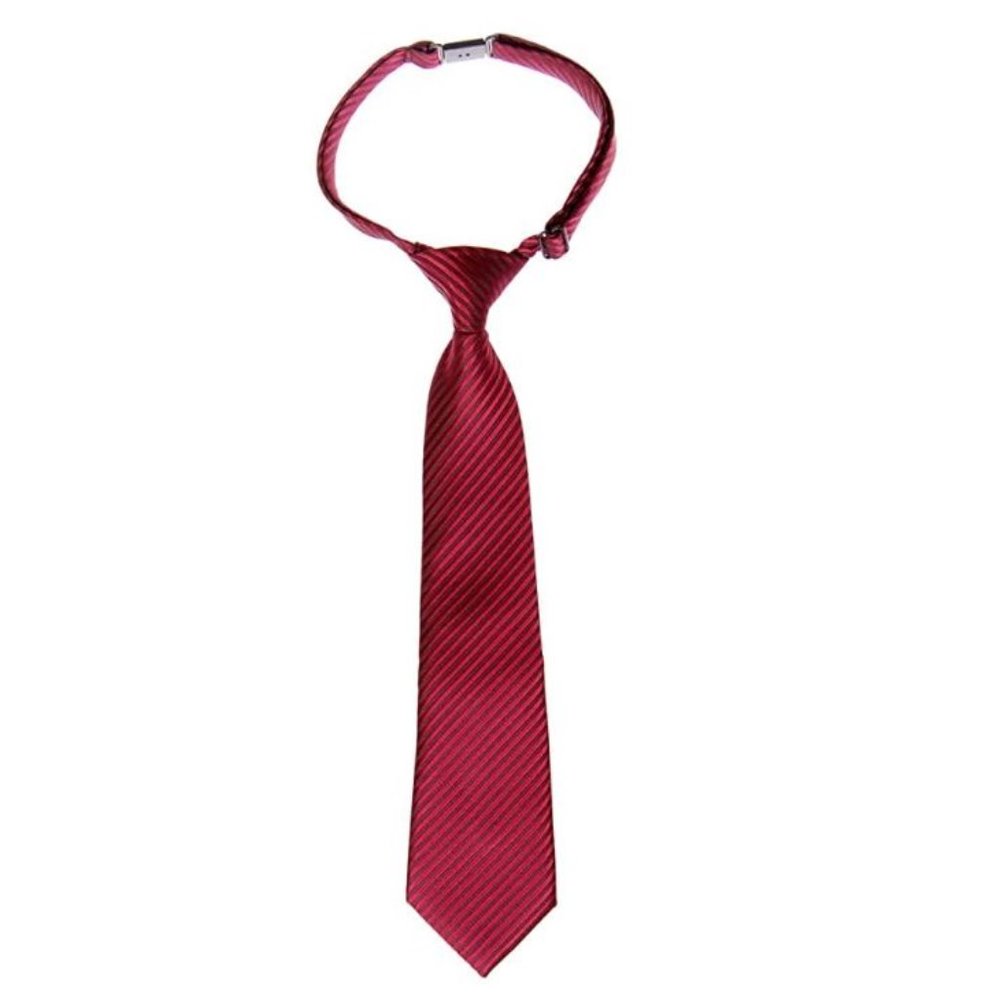 Pre-tied Boy's Stripe Textured Burgundy Tie